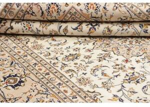 Tappeto Kashan Medaglione Floreale Avorio Blu Notte 195x290 Cm