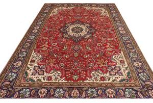 Tappeto Tabriz Medaglione Floreale Rosso Blu 200x303 Cm