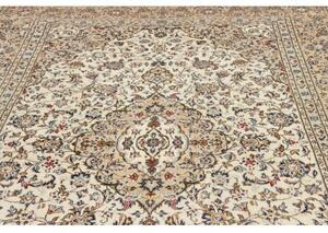 Tappeto Kashan Medaglione Floreale Avorio Blu 204x320 Cm