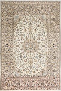 Tappeto Kashan Medaglione Floreale Avorio Blu Notte 195x290 Cm