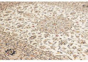 Tappeto Kashan Medaglione Floreale Avorio Blu Notte 195x290 Cm