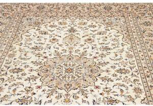 Tappeto Kashan Medaglione Floreale Avorio Blu Notte 195x290 Cm