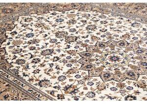 Tappeto Kashan Medaglione Floreale Beige Avorio 200x300 Cm