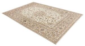 Tappeto Kashan Medaglione Floreale Avorio Blu Notte 195x290 Cm