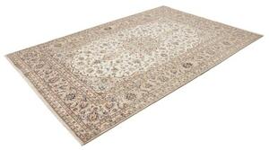 Tappeto Kashan Medaglione Floreale Avorio Blu Notte 195x290 Cm