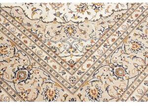 Tappeto Kashan Medaglione Floreale Avorio Blu Notte 195x290 Cm