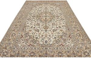Tappeto Kashan Medaglione Floreale Avorio Blu 204x320 Cm