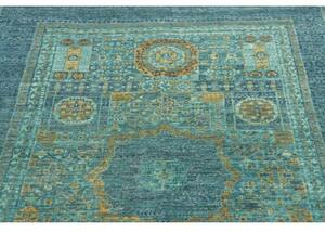 Tappeto Kairo Stilizzato Verde Petrolio Ocra 120x186 Cm