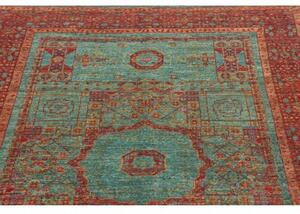 Tappeto Kairo Geometrico Rosso Mattone Turchese 124x182 Cm