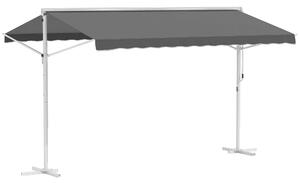 Outsunny Tendalino Doppia Pendenza 4 x 3 m Manuale retrattile Tetto inclinabile metallo epossidico Bianco poliestere impermeabile Anti-UV Grigio