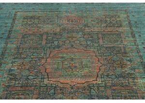 Tappeto Kairo Geometrico Verde Petrolio Corallo 156x200 Cm
