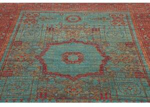 Tappeto Kairo Geometrico Turchese Rosso 177x235 Cm