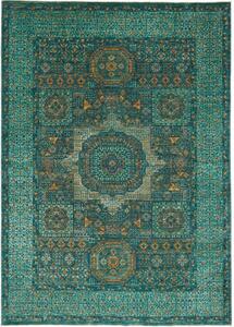 Tappeto Kairo Stilizzato Verde Petrolio Ocra 169x236 Cm