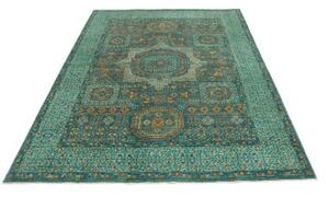 Tappeto Kairo Stilizzato Verde Petrolio Ocra 169x236 Cm