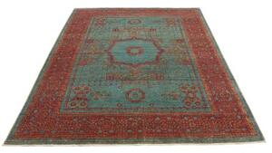 Tappeto Kairo Geometrico Turchese Rosso 177x235 Cm