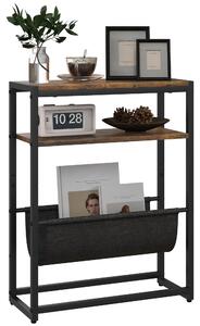 HOMCOM Tavolino d'appoggio con scaffale e porta riviste struttura in acciaio design industriale - 43l x 18P x 56H cm