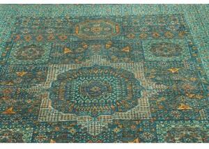 Tappeto Kairo Stilizzato Verde Petrolio Ocra 169x236 Cm