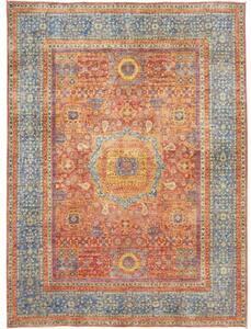 Tappeto Kairo Stilizzato Rosso Mattone Blu Avio 151x206 Cm