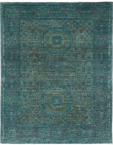 Tappeto Kairo Stilizzato Verde Petrolio Ocra 150x193 Cm