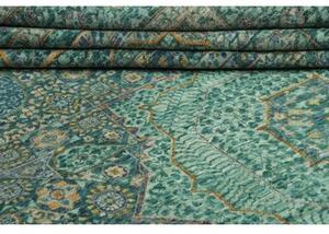 Tappeto Kairo Stilizzato Verde Petrolio Ocra 201x308 Cm