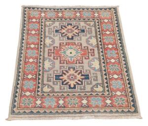 Tappeto Kazak Geometrico Grigio Rosso Mattone 64x88 Cm