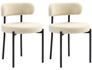 HOMCOM Set di 2 sedie da pranzo con schienale in tessuto e piedi in acciaio 51 x 51 x 76 cm beige nero