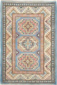 Tappeto Kazak Stilizzato Azzurro Beige 61x89 Cm