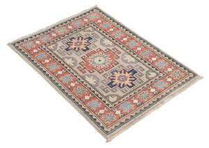 Tappeto Kazak Geometrico Grigio Rosso Mattone 64x88 Cm