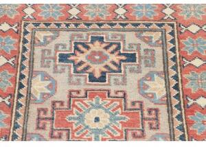 Tappeto Kazak Geometrico Grigio Rosso Mattone 64x88 Cm