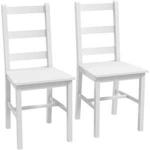 HOMCOM Set di 2 sedie da pranzo con schienale alto ergonomico a doghe, in legno massiccio di pino, stile casa di campagna, bianco| Aosom Italy