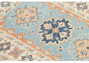 Tappeto Kazak Stilizzato Azzurro Arancione 64x86 Cm