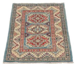 Tappeto Kazak Geometrico Azzurro Rosso Mattone 61x92 Cm