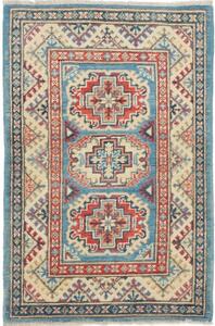Tappeto Kazak Geometrico Azzurro Rosso Mattone 61x92 Cm