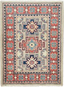 Tappeto Kazak Geometrico Rosso Mattone Grigio Chiaro 65x86 Cm