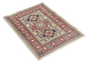 Tappeto Kazak Geometrico Rosso Mattone Grigio Chiaro 65x86 Cm