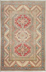 Tappeto Kazak Geometrico Grigio Rosso 81x126 Cm