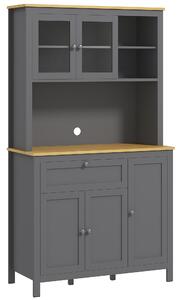 HOMCOM Armadio da cucina a 5 ante, buffet con 2 vetrate e 1 cassetto, 1 nicchia centrale e altezza 180cm, grigio | Aosom Italy