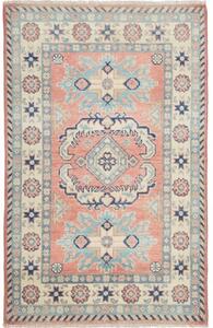 Tappeto Kazak Stilizzato Rosa Salmone Azzurro 81x122 Cm