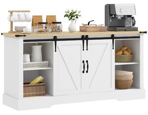 HOMCOM Buffet mobile portaoggetti con 2 porte scorrevoli mensole regolabili 150l x 40P x 72H cm in legno bianco rovere