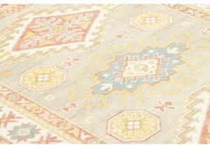 Tappeto Kazak Stilizzato Grigio Chiaro Rosa 102x149 Cm