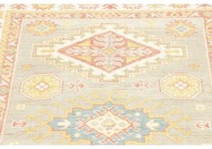 Tappeto Kazak Stilizzato Grigio Chiaro Rosa 102x149 Cm