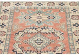 Tappeto Kazak Stilizzato Rosa Salmone Azzurro 81x122 Cm