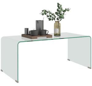HOMCOM Tavolino da caffè in vetro tavolino da salotto rettangolare design moderno in vetro temperato con bordi arrotondati sicuro trasparente