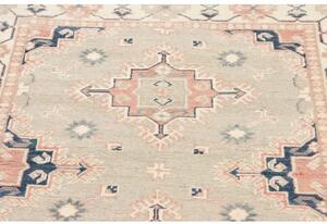 Tappeto Kazak Stilizzato Grigio Chiaro Rosa Antico 105x135 Cm
