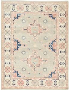 Tappeto Kazak Stilizzato Grigio Chiaro Rosa Antico 105x135 Cm