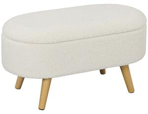 HOMCOM Sitzbank con vano portaoggetti e coperchio, sgabello per ingresso, salotto, camera da letto, legno, rivestimento in tessuto, Bianco