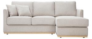 Divano d'angolo destro in tessuto effetto velluto beige testurizzato 3 posti MOSS