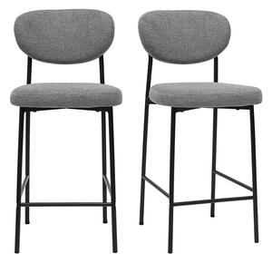 Sgabelli da bar fissi in tessuto effetto velluto grigio chiaro testurizzato H65 cm (set di 2) BREKA
