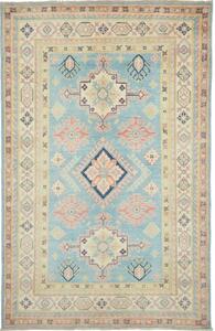 Tappeto Kazak Stilizzato Azzurro Salmone 117x187 Cm