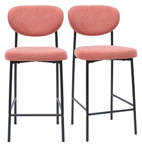 Sgabelli da bar fissi in tessuto effetto velluto testurizzato terracotta H65 cm (set di 2) BREKA